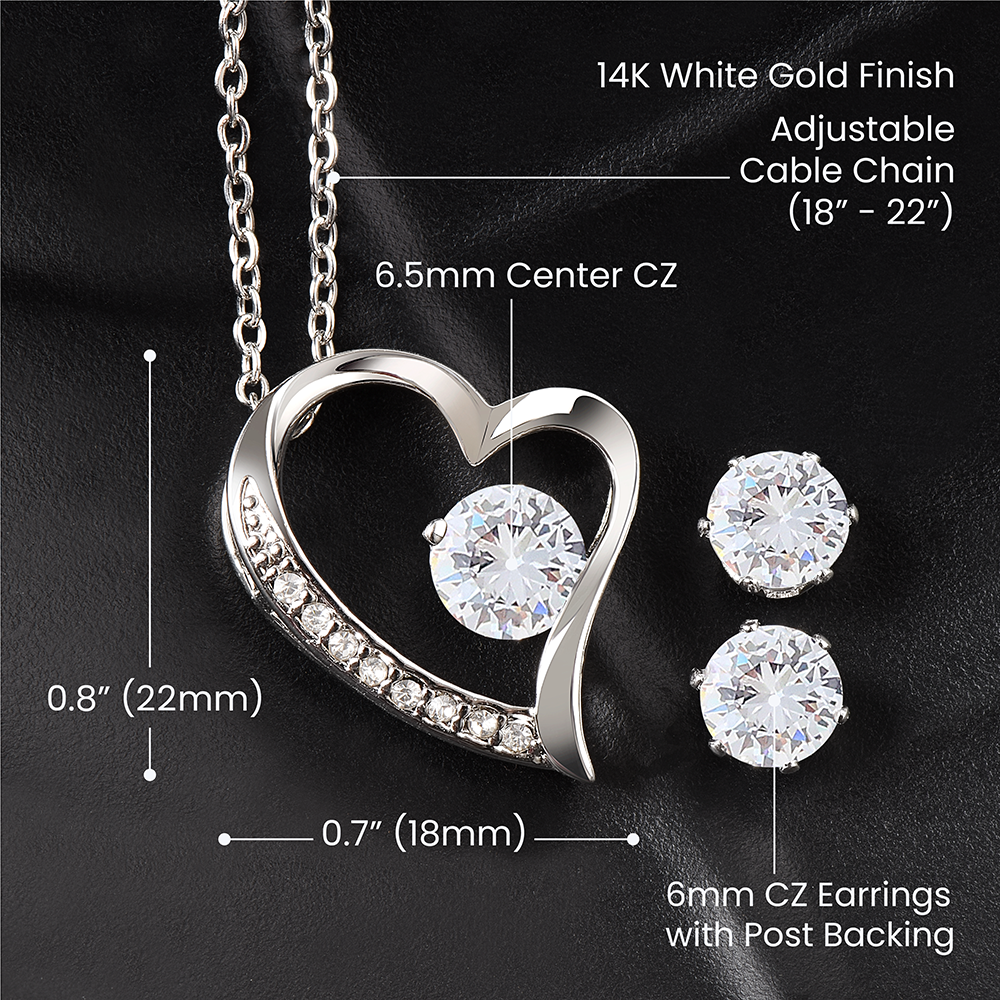 Forever Loved Necklace and Cubic Zirconia Earring Set